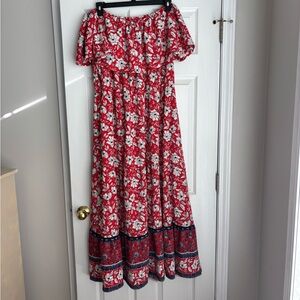 Cato Red Floral Off-Shoulder Dress